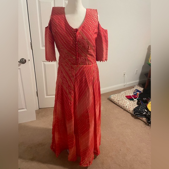 Other - Cold shoulder pink and gold gown